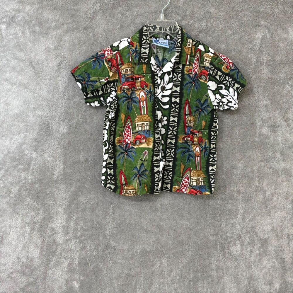 RJC Kids Hawaiian Shirt 3T button up surf boards floral made Hawaii cotton